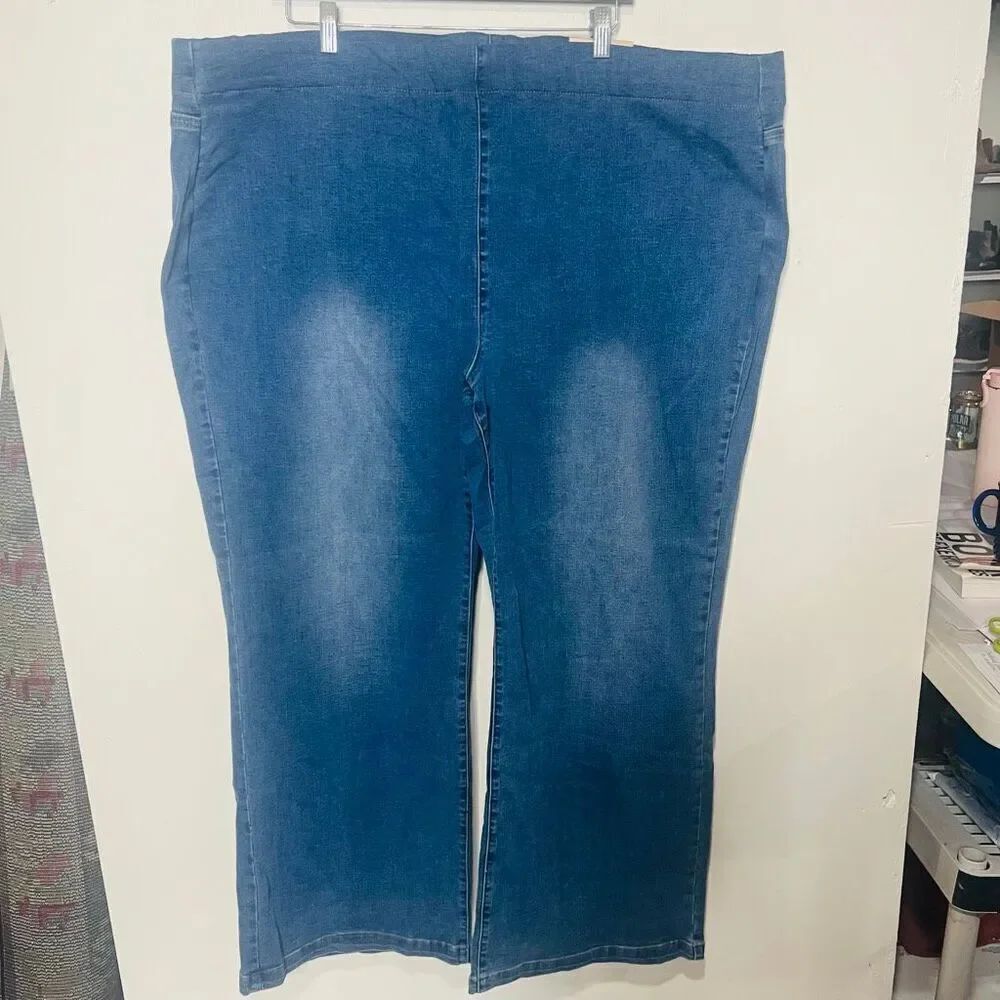 NYDJ Wide Leg Pull On Blue Jeans Sz 28W NWT!